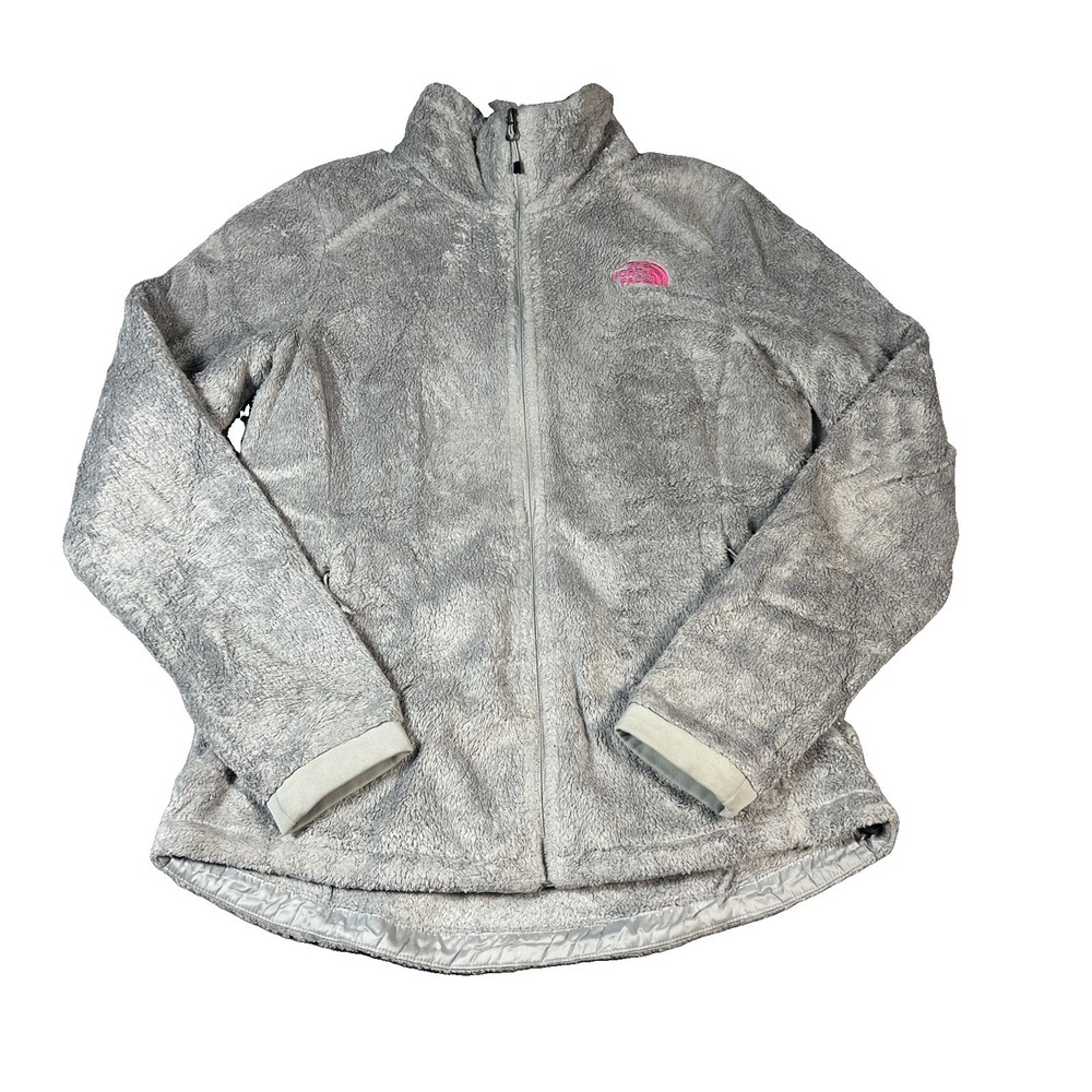 The North Face Osito Jacket Women's M Gray Pink Ribbon Breast Cancer Fleece FZip